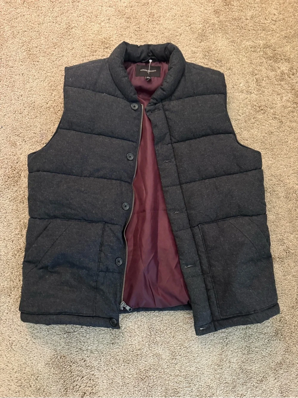 Banana Republic Men's Quilted Vest - Charcoal